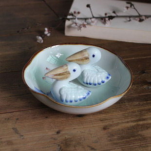 景德镇上新 手作 鹈鹕鸟 手工雕塑陶瓷家居书房客厅摆件装饰品