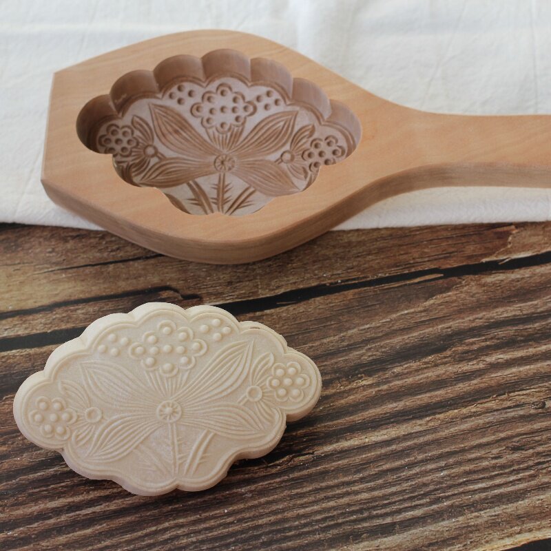 包邮面食年糕梨木手工糕点模具馒头饽饽卡荷叶莲子木质烘焙模具