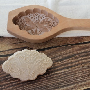 包邮面食年糕梨木手工糕点模具馒头饽饽卡荷叶莲子木质烘焙模具