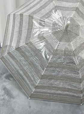 包邮出口外贸暖灰色系透明雨伞浪漫小清新防风纤维骨不易折断男女