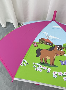 外贸原单儿童雨伞男童女童幼儿园自动宝宝轻便小孩小学生上学小马