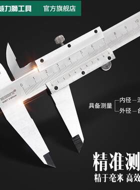 威力狮游标卡尺高精度不锈钢 0-125-150-200-300mm工业级厚度深度