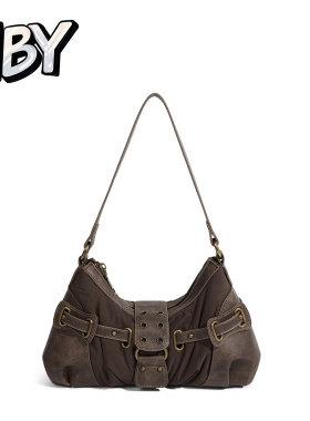 美嘟嘟定制MDODOCT2025新款复古做旧色褶皱腋下包包女手提单肩包