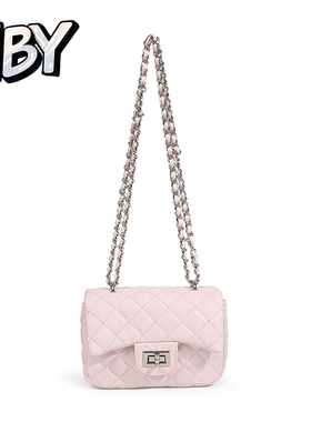 NBY原创潮牌小众可爱气质菱格链条腋下小方包百搭少女粉色单肩包