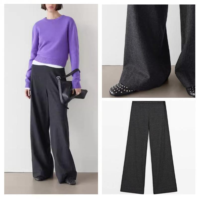 西班牙女装2025春季新品高智感通勤风气场干练宽松阔腿长裤休闲裤