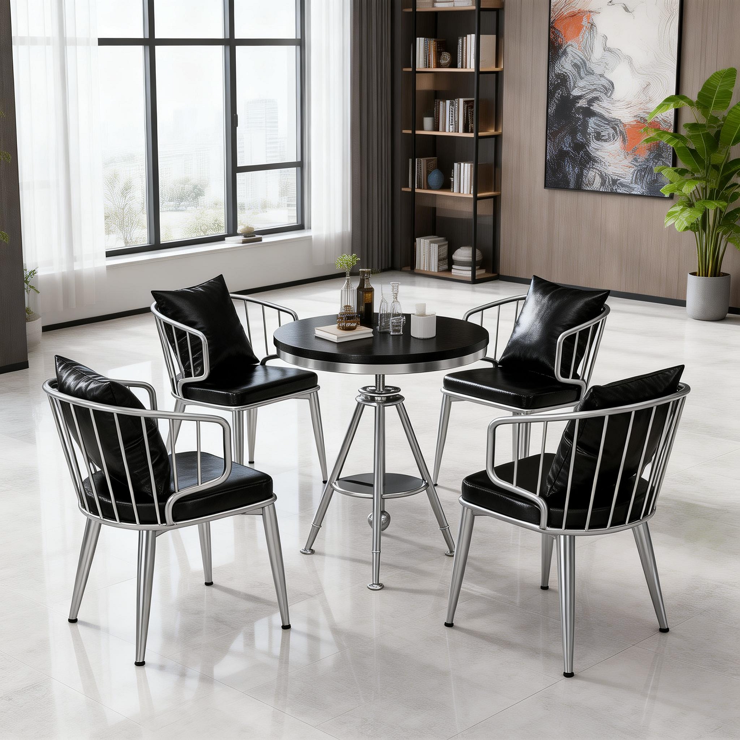 复古工业风铁艺餐桌椅组合休闲咖啡厅小酒吧音乐餐吧靠背椅组合