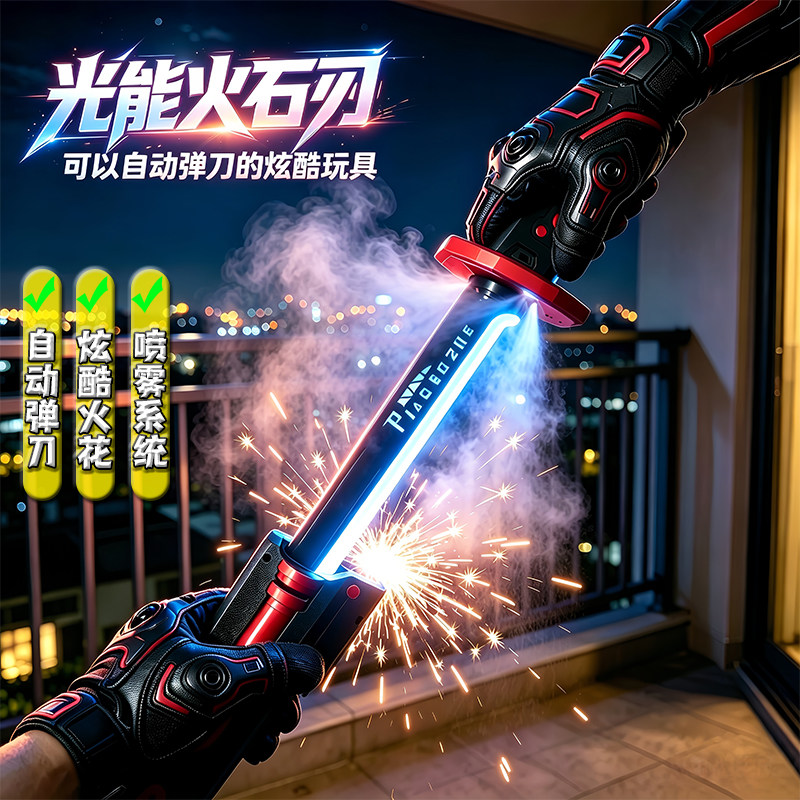 儿童黑科技发光喷雾光剑