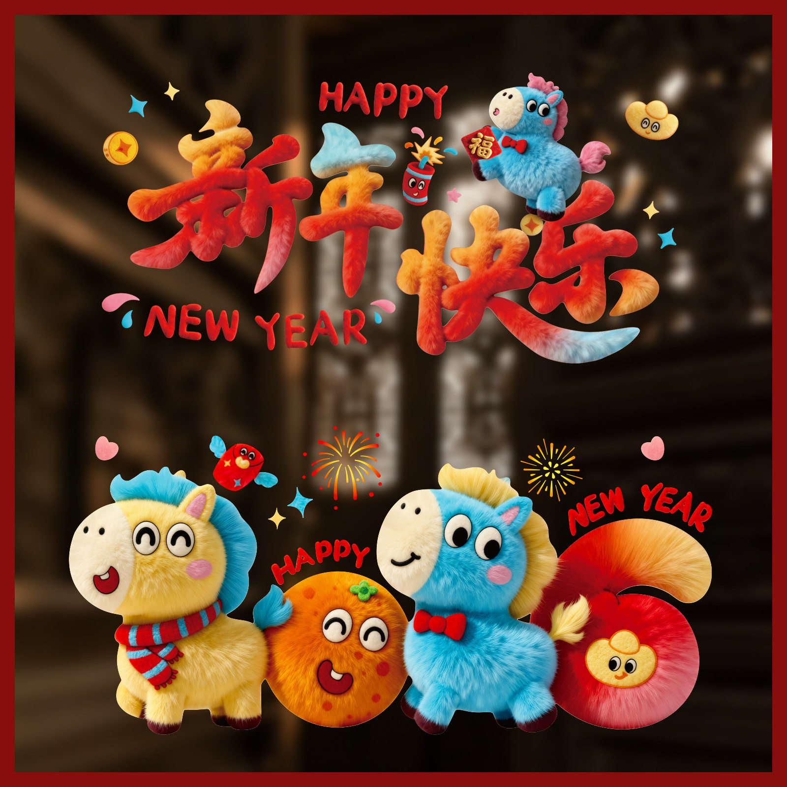 2026马年新年装饰品过年贴纸窗花玻璃贴静电贴橱窗元旦布置,节庆用品/礼品,福字/窗花/窗贴,淘宝优惠券,粉丝福利购,淘宝优惠卷