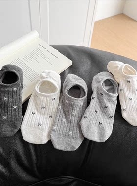 【拍一发五双】新品袜子女韩国蝴蝶结船袜暗纹薄款浅口袜女袜