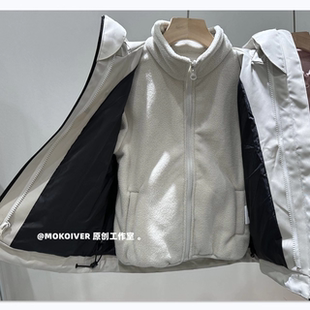 儿童可拆卸三合一冲锋衣摇粒绒内胆NOBRE KIDS男女童秋冬防水外套