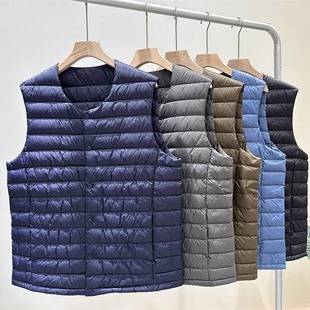 内胆长袖 羽绒马甲 新国标90%白鸭绒保暖内穿坎肩背心 轻薄男士