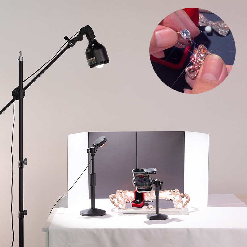 珠宝饰品钻石柜台手机拍摄灯火彩聚光灯耳饰项链淘宝直播灯拍摄灯