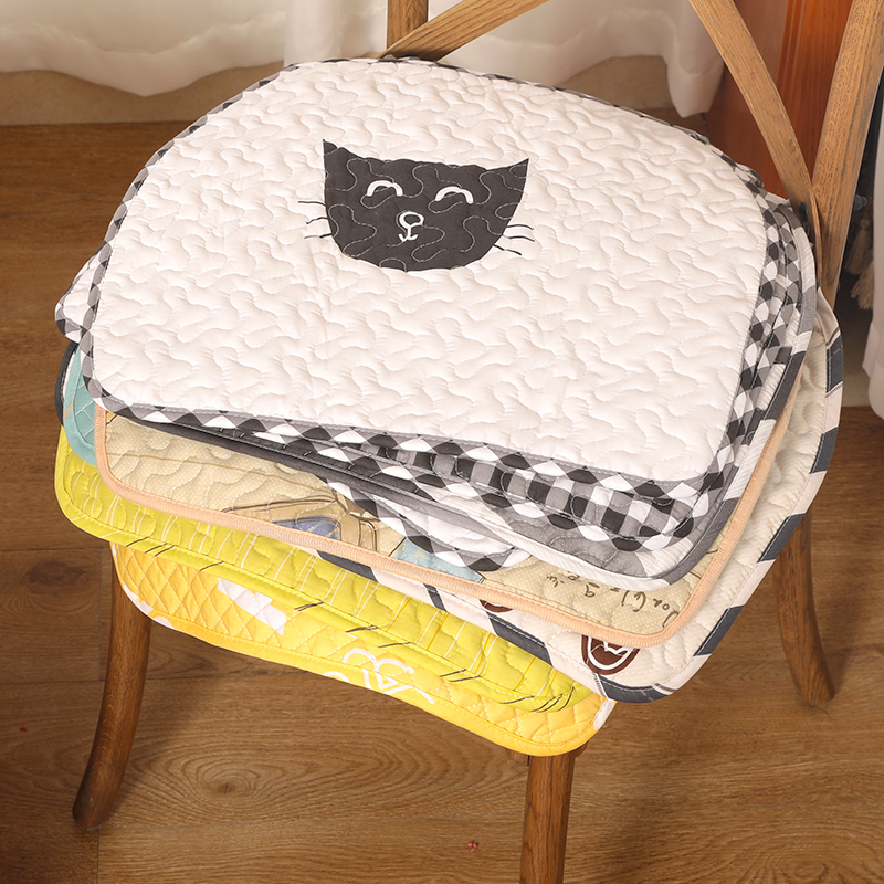 四季纯棉马蹄形薄款透气椅子垫
