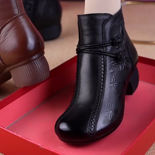 马丁靴羊毛橡胶短靴粗跟