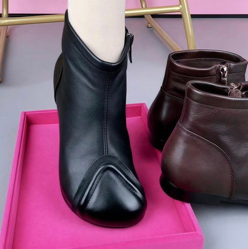 马丁靴真皮平底短靴真皮妈妈鞋