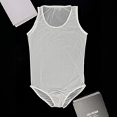 ADANNU男士 纯色性感潮流运动青年 塑身连体衣透明超薄网纱透气无袖