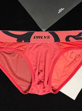 ORLVS男三角内裤莫代尔拼接透明超薄网纱蛇纹U凸性感低腰运动青年