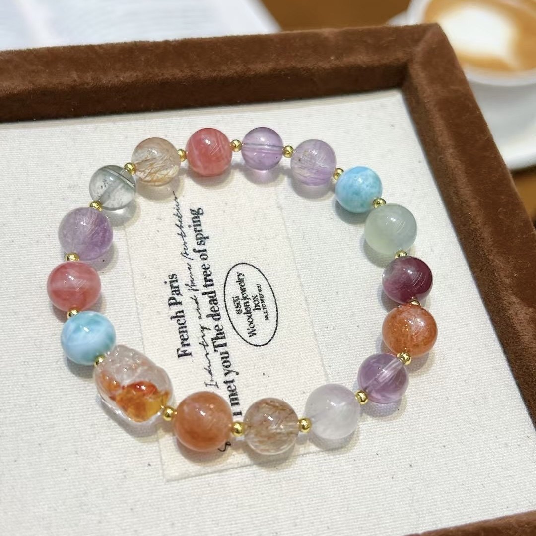 天然水晶手串女多宝貔貅手链搭配粉水晶黄水晶石海蓝宝送闺蜜原创
