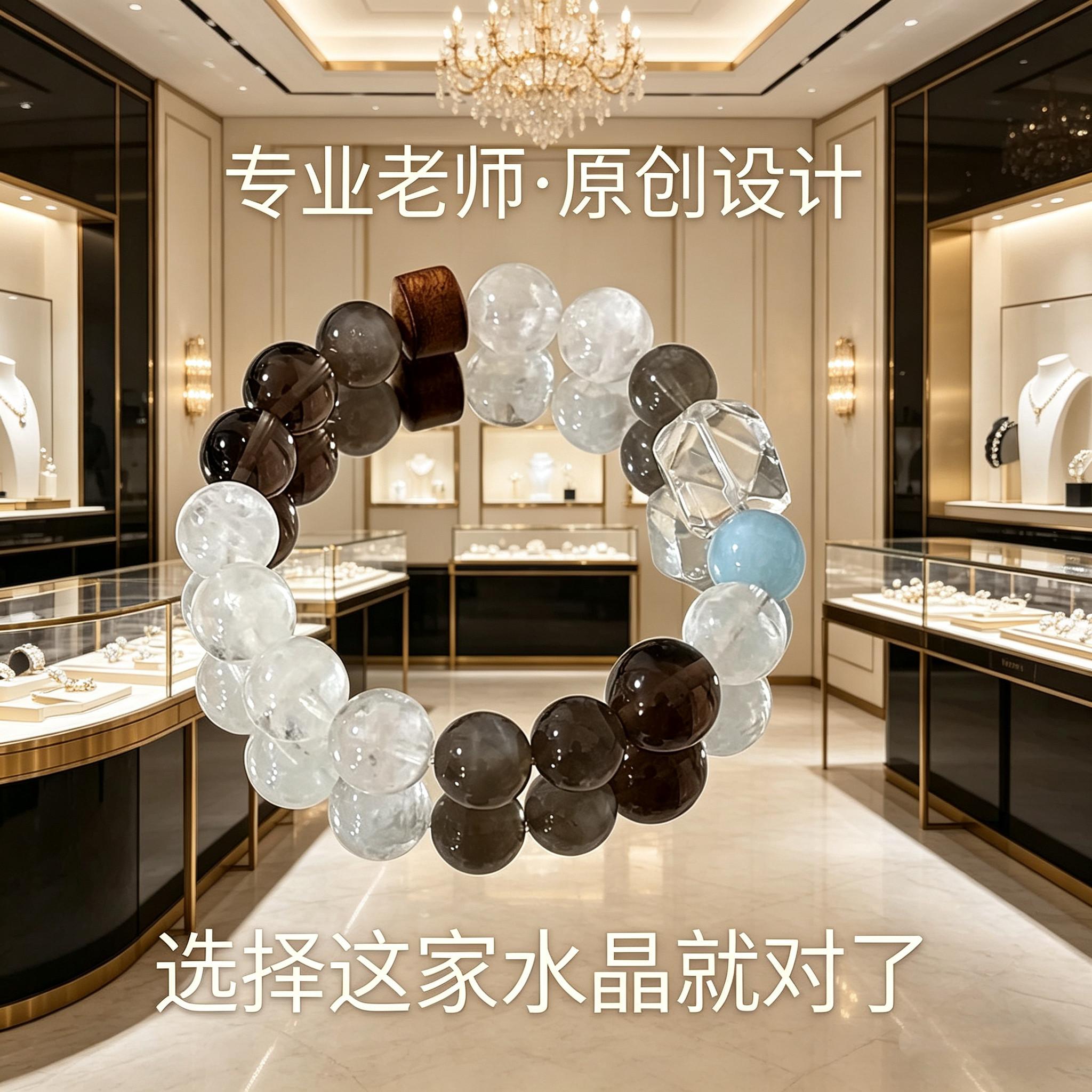 银光复古银月光白幽灵海蓝宝手串