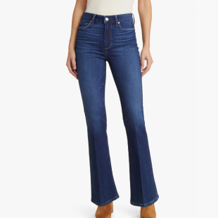 女 显瘦春夏柔软微喇牛仔裤 美国产paige高腰弹力涤棉提臀修身 长裤