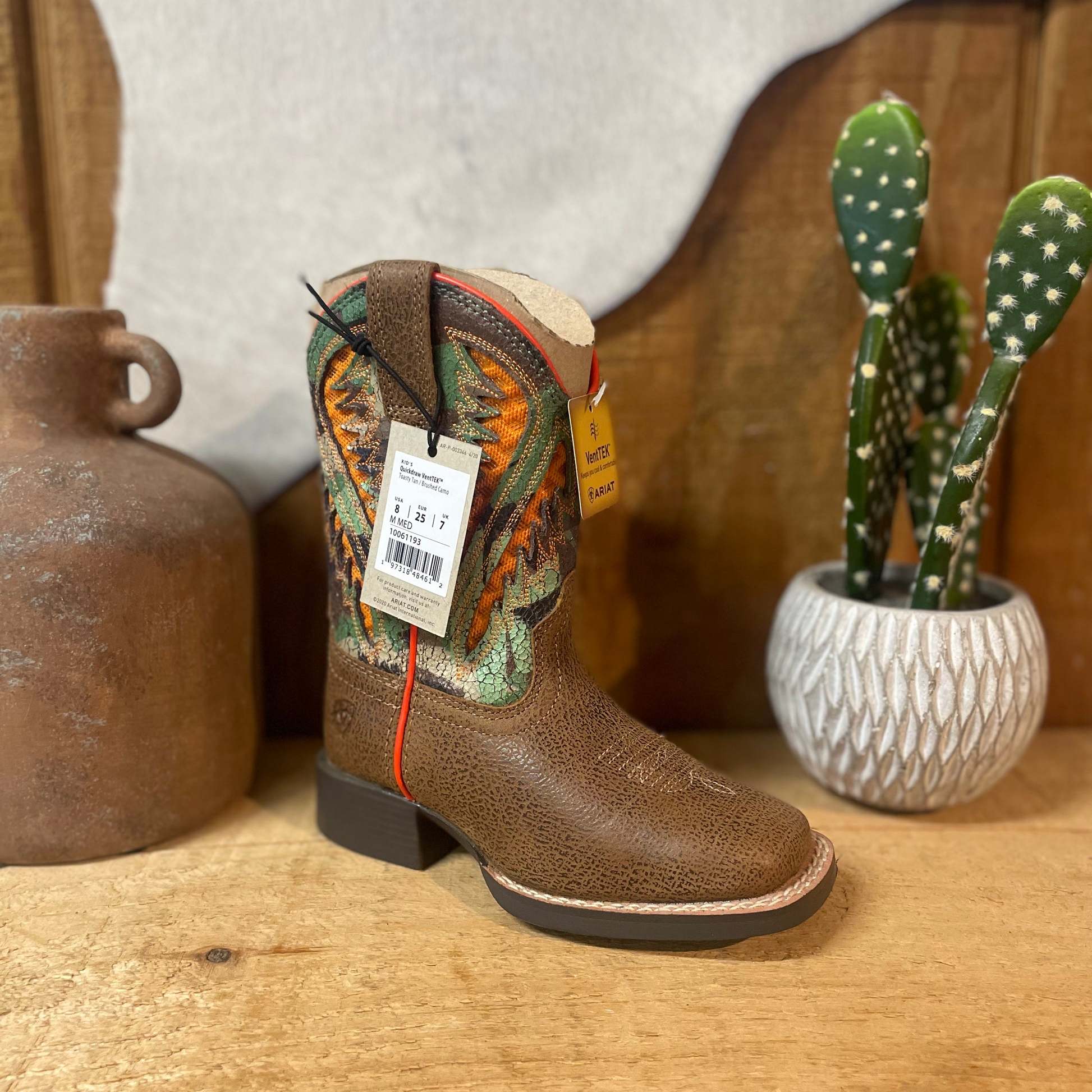 ARIAT油蜡牛皮真皮刺绣男女西部牛仔靴中大儿童短靴骑马靴28-38码