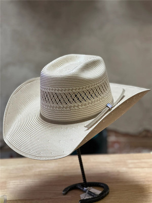 Resistol美国镂空顶20X草编复古西部牛仔帽大檐帽卷边遮阳帽草帽