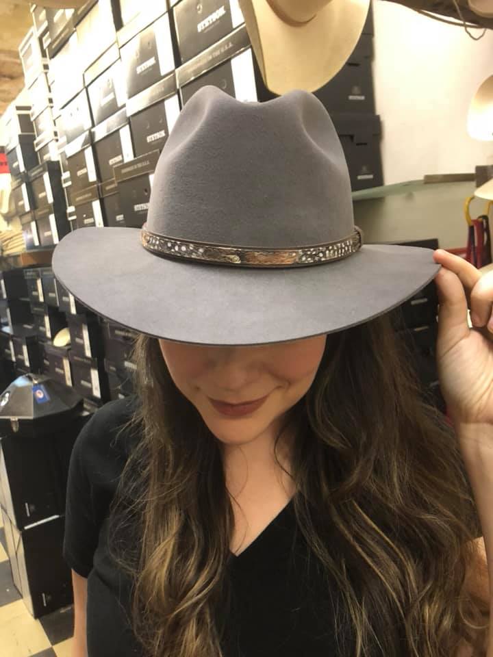 礼帽STETSON牛仔帽羊毛平檐毡帽