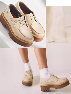 系帶搖搖鞋 TIMBERLAND牛皮真皮單鞋 帆船鞋 女鞋 圓頭厚底增高松糕鞋