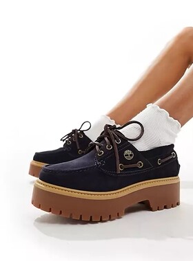 TIMBERLAND牛皮真皮里系带单鞋圆头松糕跟厚底鞋帆船鞋摇摇鞋女鞋