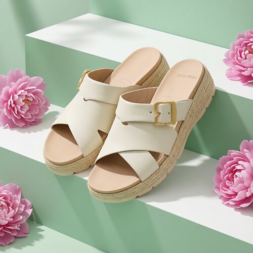 美国Dr. Scholl's皮质防水台舒适吸汗橡胶底外穿凉拖鞋女凉鞋软底
