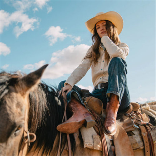 stetson墨西哥产女靴头层牛皮精致刺绣骑士靴尖头直筒西部牛仔靴