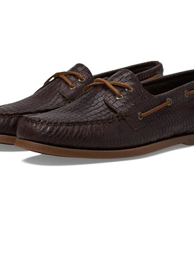 美国SPERRY鳄鱼纹牛皮里外真皮吸汗透气经典款帆船鞋休闲皮鞋男鞋