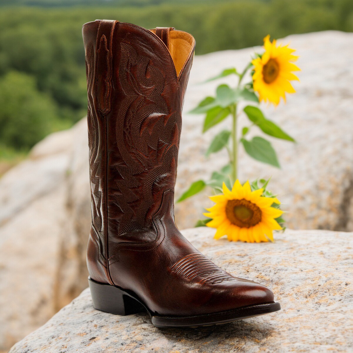 DORADO美国产纯色刺绣西部牛仔靴