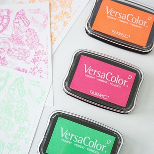 进口VC月猫印台霓虹色纸用多巴胺色荧光色大盒水性印泥 浮雕粉用