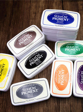 日本月猫stazon PIG雪花白多全功能印台橡皮章猪猪手帐快干印泥