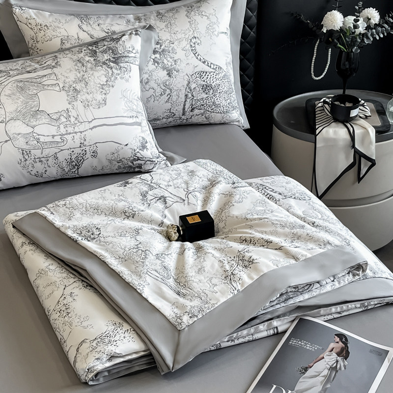 水洗冰丝凉感夏被单双人被子被芯夏季空调被轻奢高端夏凉被四件套