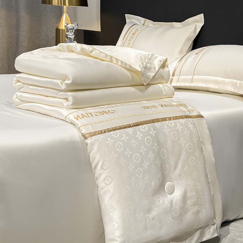 夏季夏凉被空调被可水洗天丝夏被四件套真丝冰丝高级感单人薄被子