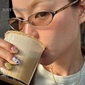 2026新款 简约椭圆框磨砂质感太阳眼镜女金属可配近视素颜神器斯文