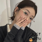 高智感金属眼镜温柔风女神半框椭圆斯文可配近视防蓝光时髦平光镜