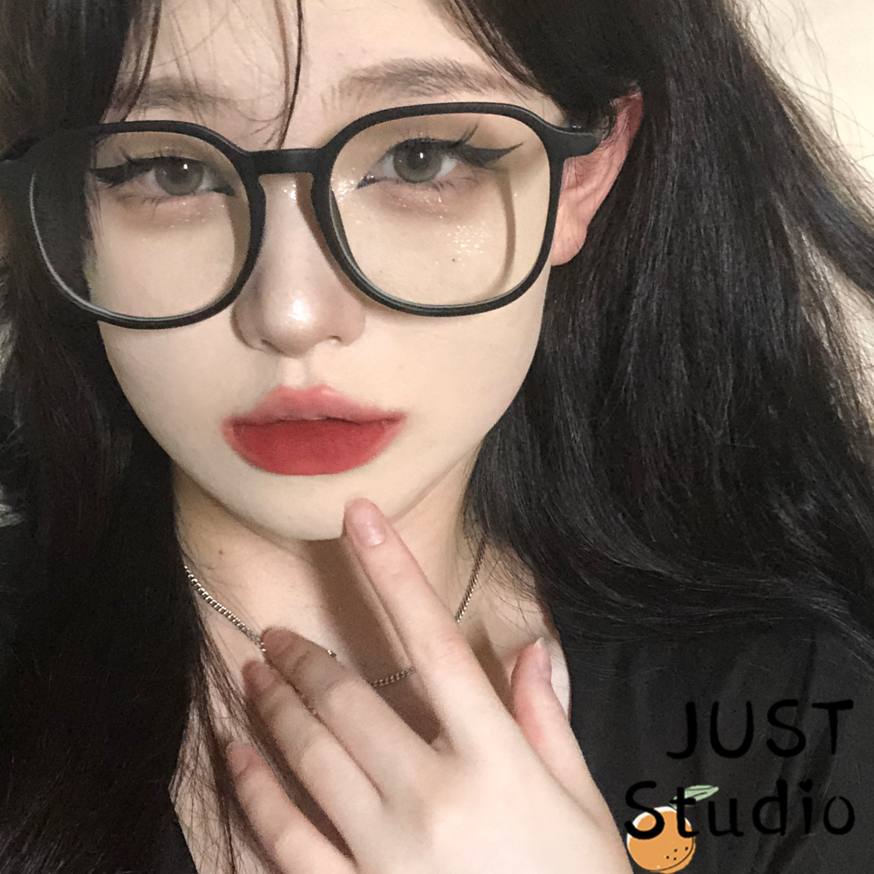 大方框磨砂黑近视眼镜大脸显瘦