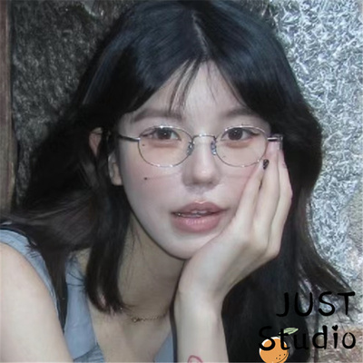 男女y2k复古椭圆框眼镜金丝