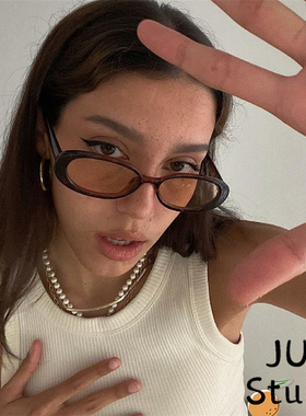 小框豹纹茶色墨镜椭圆形