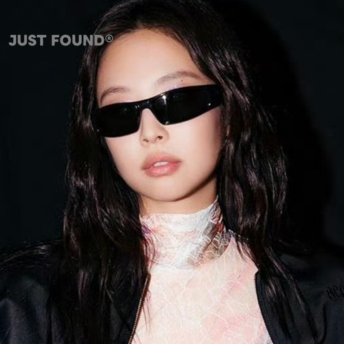 Jennie2026同款长方形黑色一体太阳镜Y2K未来千禧风防紫外线墨镜
