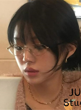 高冷女神斯文眼镜椭圆形小框金色文艺素颜职场通勤可配近视防蓝光