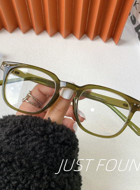 复古绿色方形眼镜框TR90近视眼镜韩版新款男女百搭素颜斯文小脸潮