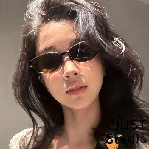 防紫外线小棕色椭圆墨镜复古风