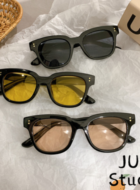 复古方形黑茶色墨镜网红同款素颜男女百搭2022新防紫外线ins显瘦