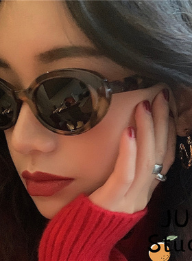 复古豹纹色猫眼椭圆墨镜