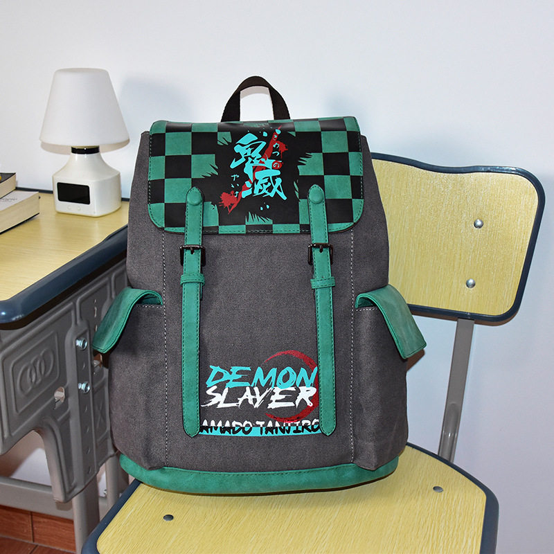 动漫双肩背包龙猫进击火影海贼王帆布电脑包鬼灭之刃cos学生书包