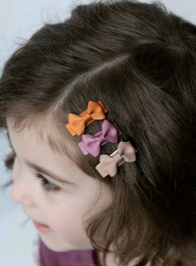 加拿大迷你蝴蝶结进口丝光带婴儿宝宝发夹发量少不伤发全包布夹子